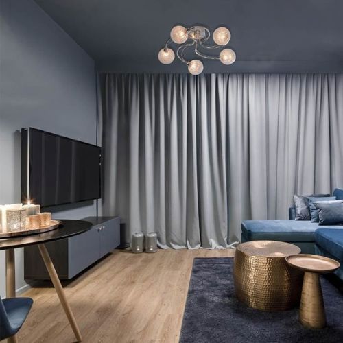 COREP Plafonnier contemporain 5 lumieres - Métal - Ø 50 - Chrome - Photo n°3; ?>