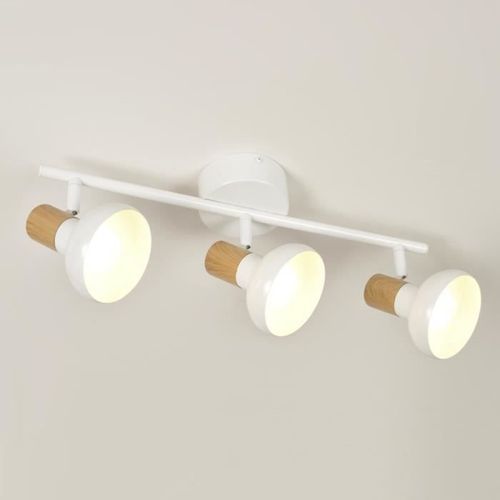 COREP Spot 3L Alvar bicolore en métal avec sticker effet bois - E14 40 W - Blanc et naturel - Photo n°2; ?>