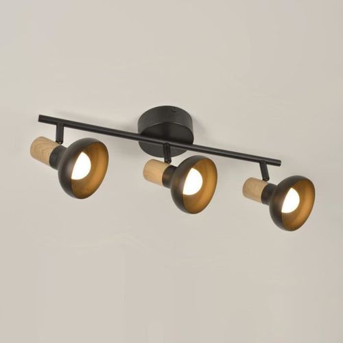 COREP Spot 3L Alvar bicolore en métal avec sticker effet bois - E14 40 W - Noir et naturel - Photo n°2; ?>