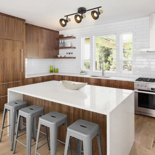 COREP Spot 3L Alvar bicolore en métal avec sticker effet bois - E14 40 W - Noir et naturel - Photo n°3; ?>