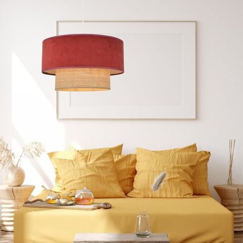 COREP Suspension Boheme - Raphia et velours - H 38 cm - Bordeaux - Made in France - Photo n°3; ?>