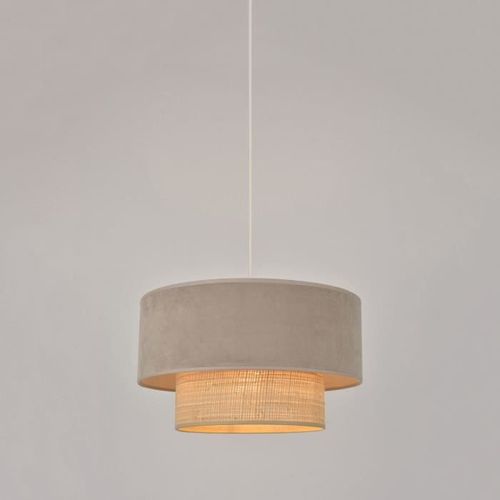 COREP Suspension Boheme - Raphia et velours - H 38 cm - Sable - Made in France - Photo n°2; ?>