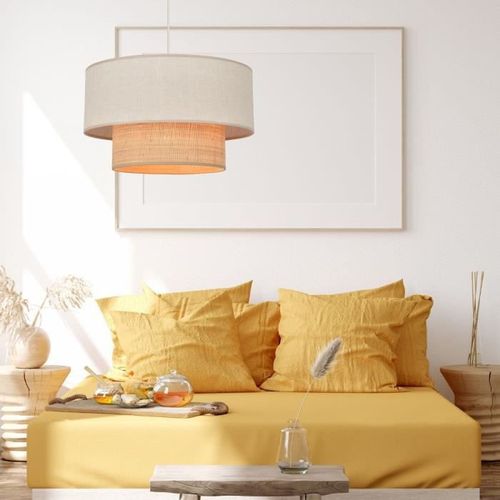 COREP Suspension Boheme - Raphia et velours - H 38 cm - Sable - Made in France - Photo n°3; ?>