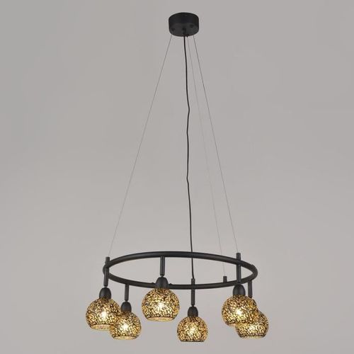 COREP Suspension en métal Dalila - H 30 cm - 33 W - Noir sablé et laiton - Photo n°2; ?>