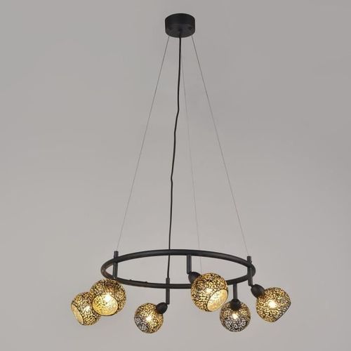 COREP Suspension en métal Dalila - H 30 cm - 33 W - Noir sablé et laiton - Photo n°3; ?>