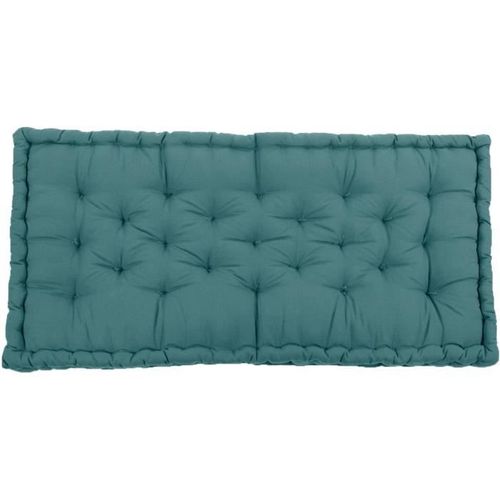 COTTON WOOD Coussin de palette uni - 100% coton - 60 x 120 x 10 cm - Bleu minéral - Photo n°2; ?>