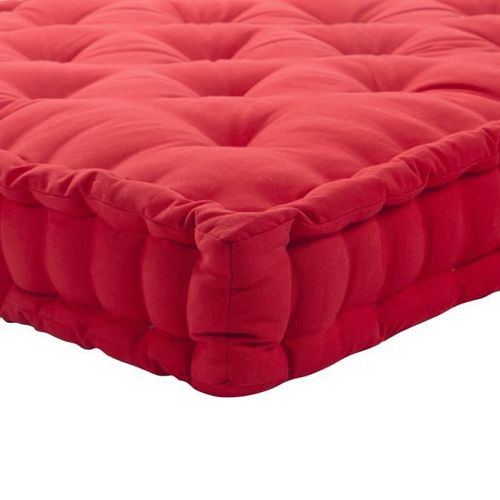 COTTON WOOD Coussin de palette uni - 100% coton - 60 x 120 x 10 cm - Rouge - Photo n°3; ?>