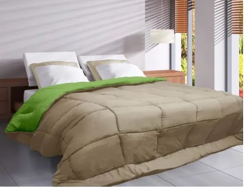 Couette chaude en microfibre anis & nude 400g/m² Calgary - Photo n°2; ?>