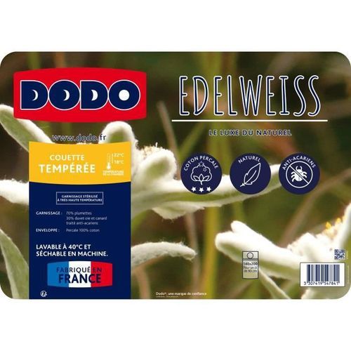 Couette Duvet - 220 x 240 cm - Tempérée - 70% Plumettes 30% Duvet Oie et Canard - 2 personnes - Blanc - DODO - Photo n°3; ?>