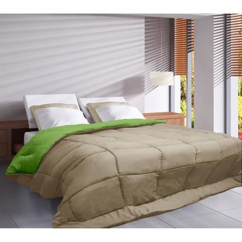 Couette Microfibre 400g/m² CALGARY Anis & Nude 140x200cm - Photo n°2; ?>