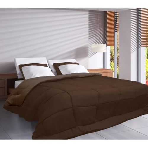 Couette Microfibre 400g/m² CALGARY Choco & Moka 200x200cm - Photo n°2; ?>