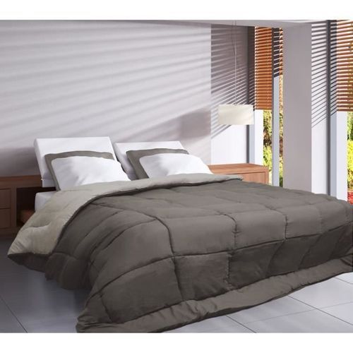Couette Microfibre 400g/m² CALGARY Taupe & Lin 220x240cm - Photo n°2; ?>