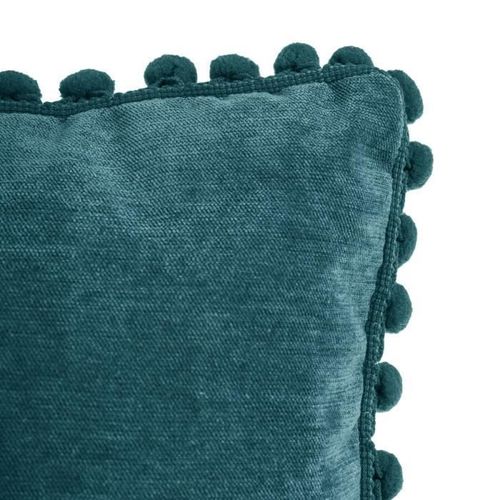 Coussin a Pompons - 40 x 40 cm - Bleu canard - Photo n°2; ?>