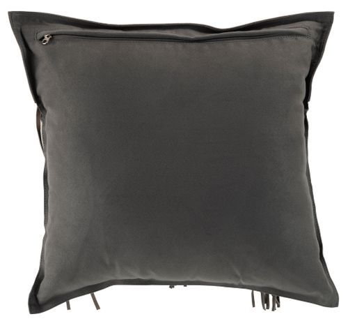 Coussin carré à franges cuir gris Lilia 43 x 43 cm - Photo n°2; ?>