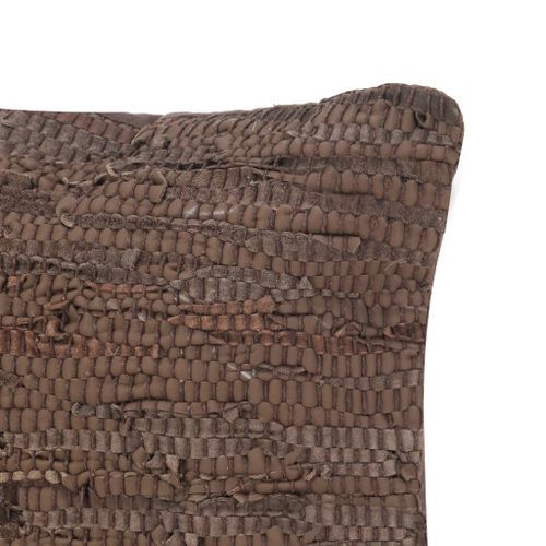 Coussin chindi Marron 60x60 cm Cuir et coton - Photo n°3; ?>