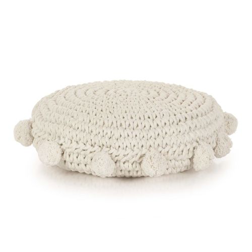 Coussin de plancher rond Coton tricoté 45 cm Blanc - Photo n°3; ?>