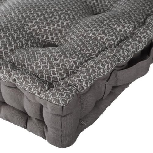 Coussin de sol en coton - 40 x 40 x 8 cm - Gris - Photo n°3; ?>