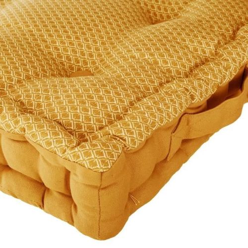 Coussin de sol en coton - 40 x 40 x 8 cm - Ocre - Photo n°2; ?>