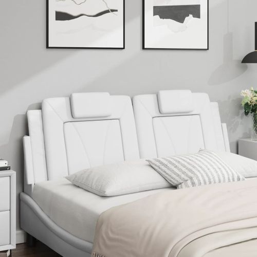 Coussin de tête de lit blanc 140 cm similicuir - Photo n°3; ?>