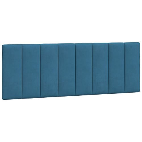 Coussin de tête de lit bleu 120 cm velours - Photo n°2; ?>