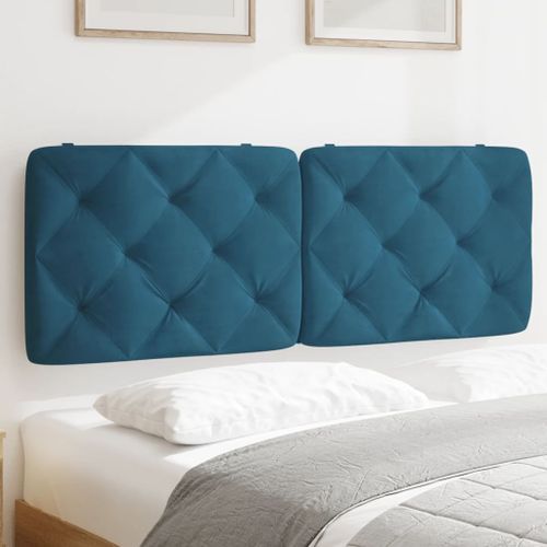 Coussin de tête de lit bleu 140 cm velours - Photo n°2; ?>