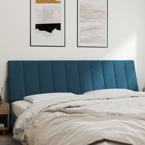Coussin de tête de lit bleu 180 cm velours - Photo n°3; ?>