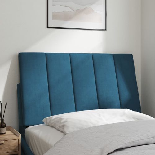 Coussin de tête de lit bleu 80 cm velours - Photo n°3; ?>