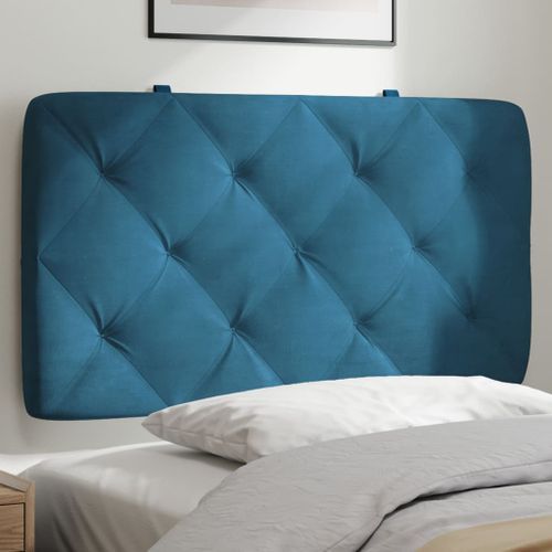 Coussin de tête de lit bleu 80 cm velours - Photo n°2; ?>