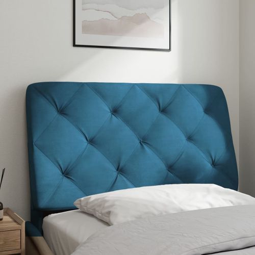 Coussin de tête de lit bleu 80 cm velours - Photo n°3; ?>