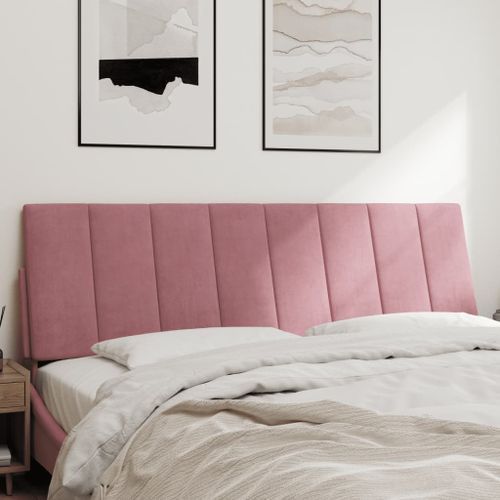 Coussin de tête de lit rose 160 cm velours - Photo n°3; ?>