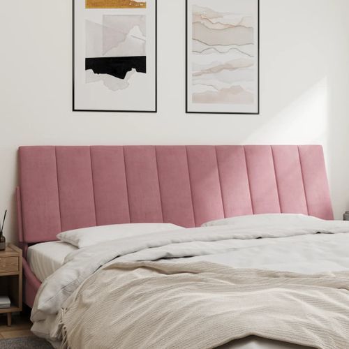 Coussin de tête de lit rose 180 cm velours - Photo n°3; ?>