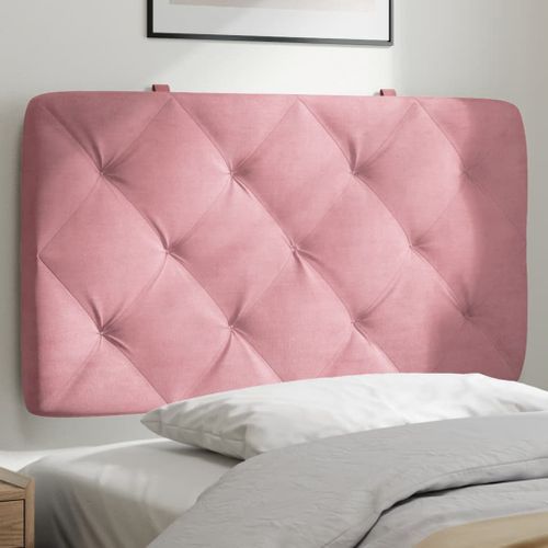 Coussin de tête de lit rose 80 cm velours - Photo n°2; ?>