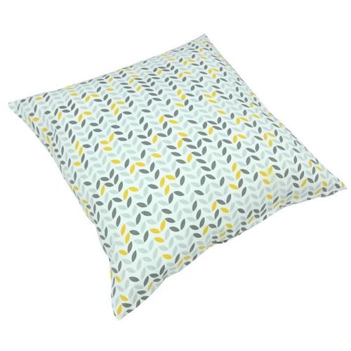 Coussin déco 100% coton imprimé MISTIGRI - 60x60 cm - Gris, jaune et blanc - Photo n°2; ?>