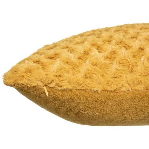 Coussin fourrure bouclé - 45 x 45 cm - ocre - Photo n°3; ?>