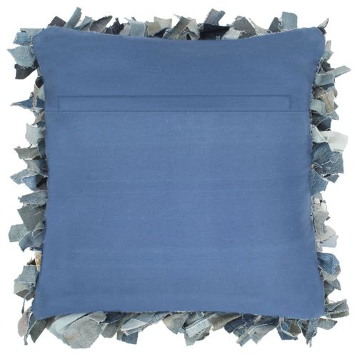 Coussin shaggy denim Bleu 60x60 cm Cuir et coton - Photo n°2; ?>