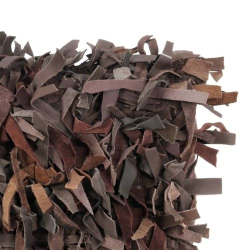Coussin shaggy Marron 60x60 cm Cuir et coton - Photo n°3; ?>