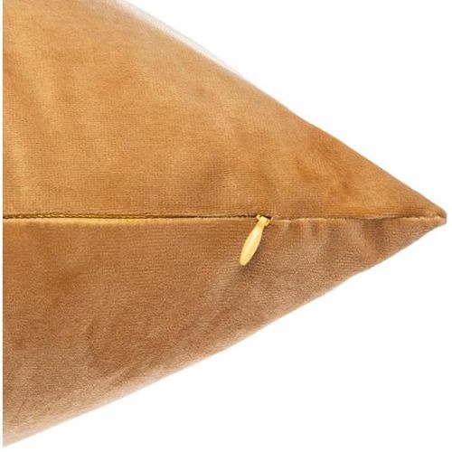 Coussin Velours brodé Slow Polyester - 50x50 cm - Ocre - Photo n°3; ?>