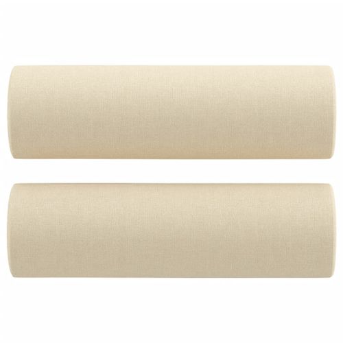 Coussins décoratifs 2 pcs Crème Ø15x50 cm Tissu - Photo n°2; ?>