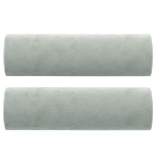 Coussins décoratifs 2 pcs Gris clair Ø15x50 cm Velours - Photo n°2; ?>