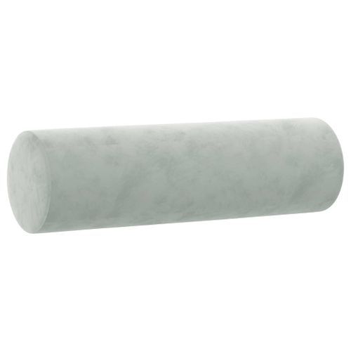 Coussins décoratifs 2 pcs Gris clair Ø15x50 cm Velours - Photo n°3; ?>