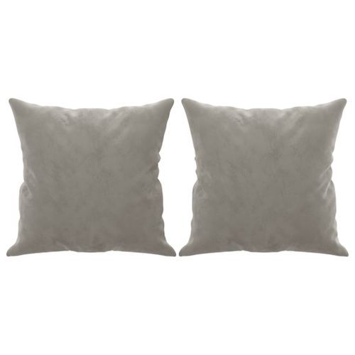 Coussins décoratifs 2 pcs Gris clair 40x40 cm Velours - Photo n°2; ?>