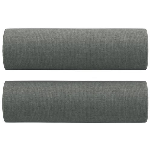 Coussins décoratifs 2 pcs Gris foncé Ø15x50 cm Tissu - Photo n°2; ?>