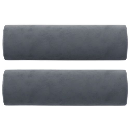 Coussins décoratifs 2 pcs Gris foncé Ø15x50 cm Velours - Photo n°2; ?>