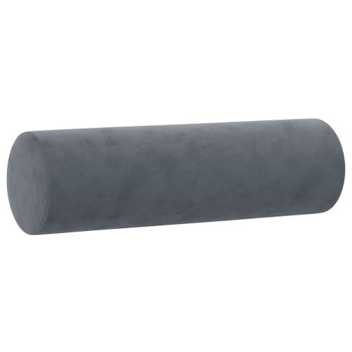 Coussins décoratifs 2 pcs Gris foncé Ø15x50 cm Velours - Photo n°3; ?>