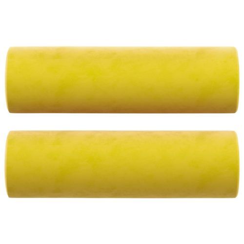 Coussins décoratifs 2 pcs Jaune Ø15x50 cm Velours - Photo n°2; ?>