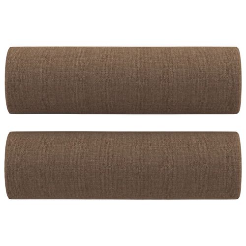 Coussins décoratifs 2 pcs Marron Ø15x50 cm Tissu - Photo n°2; ?>