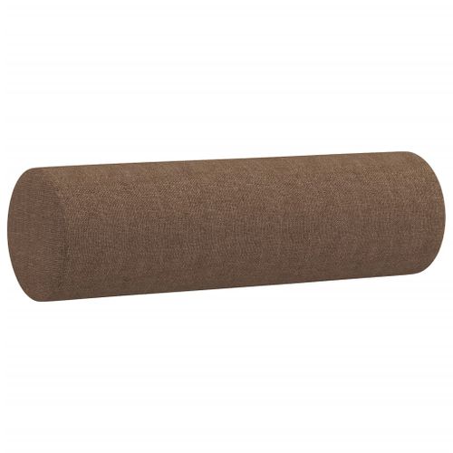 Coussins décoratifs 2 pcs Marron Ø15x50 cm Tissu - Photo n°3; ?>