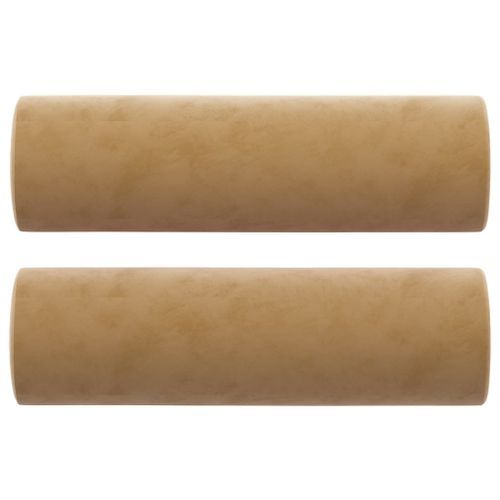 Coussins décoratifs 2 pcs Marron Ø15x50 cm Velours - Photo n°2; ?>