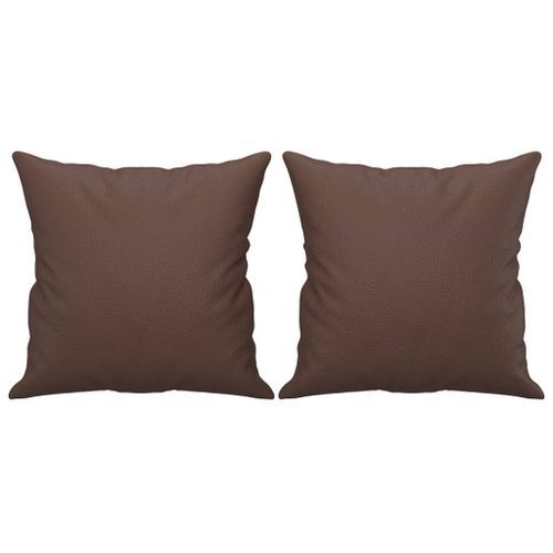 Coussins décoratifs 2 pcs Marron 40x40 cm Similicuir - Photo n°2; ?>