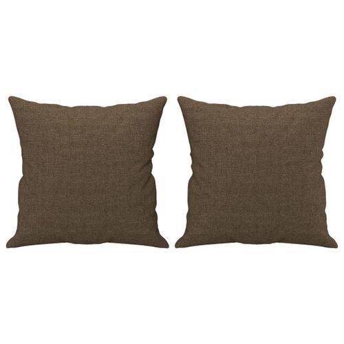 Coussins décoratifs 2 pcs Marron 40x40 cm Tissu - Photo n°2; ?>